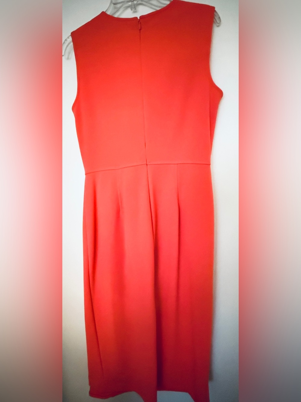 HOT DEAL! Calvin Klein Coral Midi Dress with Side Ruffle. Size 8. - Picture 2 of 4